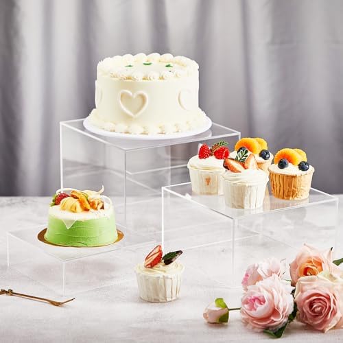 Leinuosen 6 Pcs Buffet Display Risers Clear Acrylic