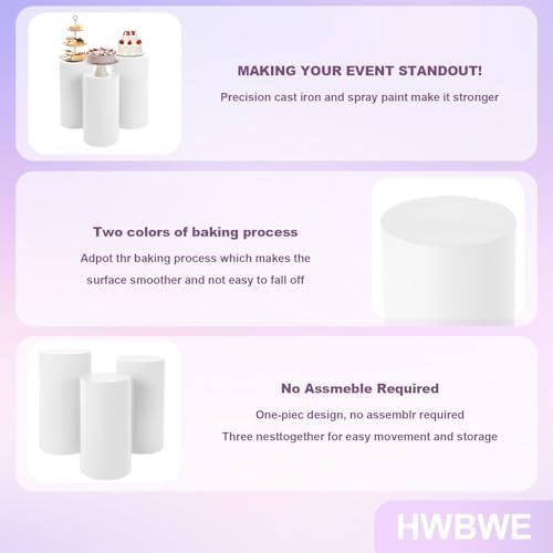 3 Pcs Cylinder Stands for Party Decor and Cake Displays