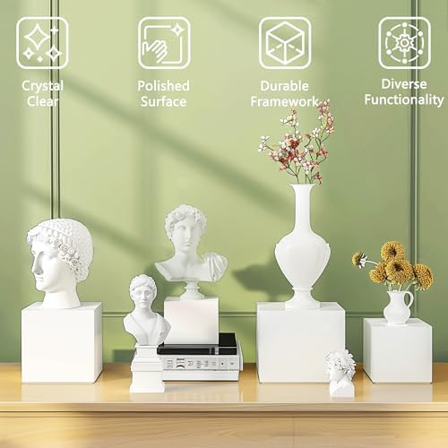 6Pcs White Acrylic Display Cube Risers for Buffet