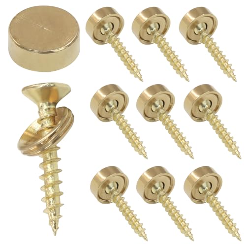 16 Pcs Gold Brass Wood Screw Caps for Vintage Furniture Decor