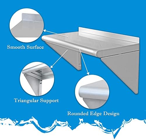 12x24 Wall Mounted Stainless Steel Shelf for Kitchen and Restaurant