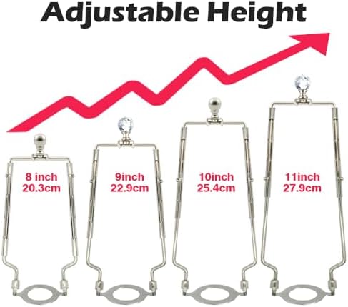 8-9-10-11 Inch Nickel Lamp Harp Holder Adjustable Height Harp Kit with Crystal Metal Finial