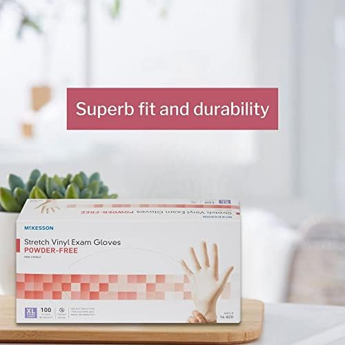 McKesson Stretch Vinyl Exam Gloves 100 Count 1 Box XL Size
