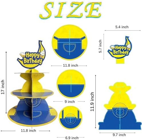 Cartoon Yellow 3-Tier Cupcake Stand for Birthday Party