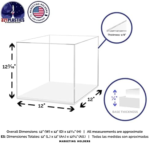 12 Inch Clear Acrylic Display Box with White Base