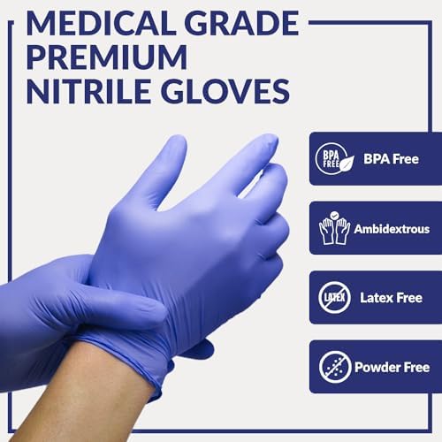 Klex Nitrile Exam Gloves - Medical Grade Powder Free Rubber Latex Free Food Safe Lavender