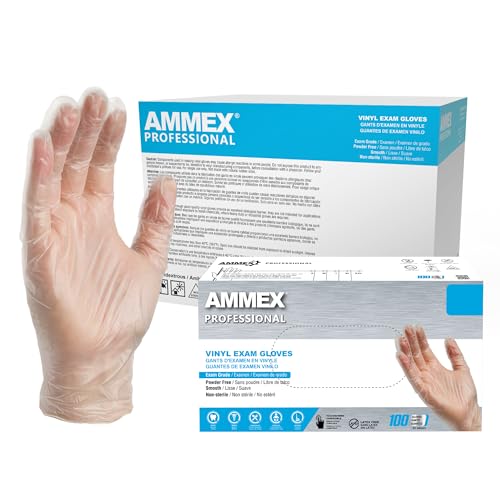 AMMEX Clear Vinyl Medical Gloves 3 Mil Case of 1000