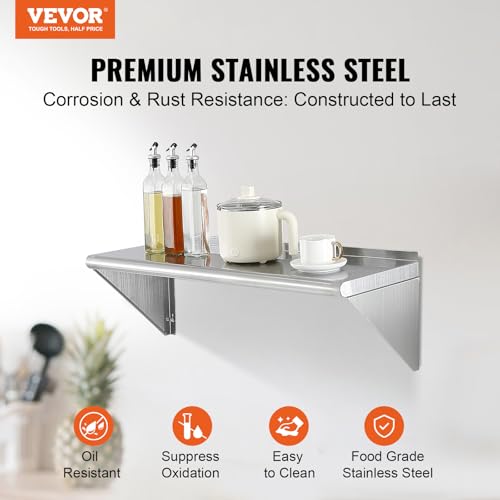 VEVOR 12 In x 36 In Stainless Steel Wall Shelf