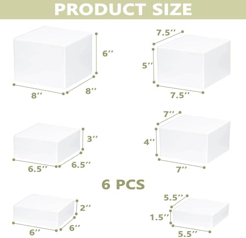 6Pcs White Acrylic Display Cube Risers for Buffet