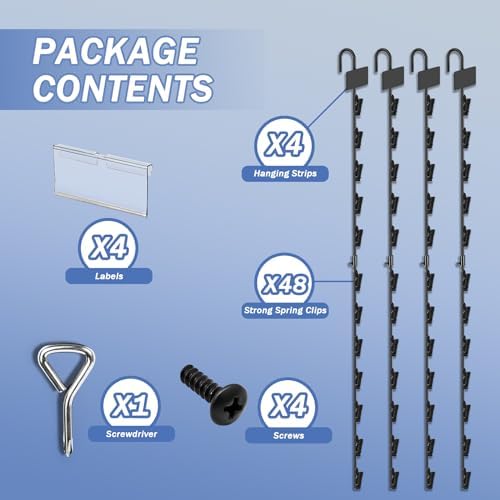 Hanging Merchandise Strips with Hooks 4Pcs Black