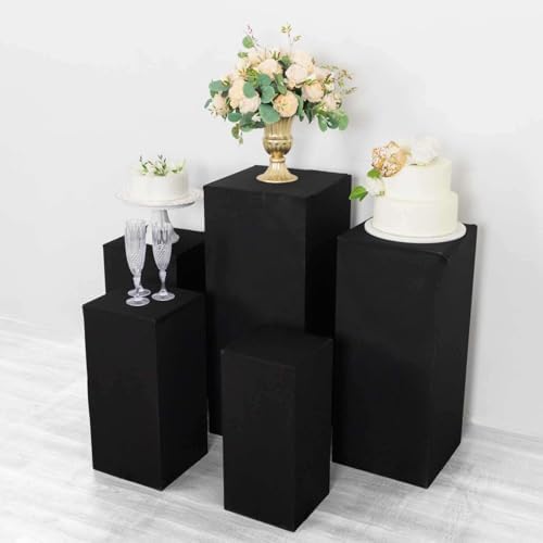 Tableclothsfactory Set of 5 Black Spandex Rectangular Display Box Covers
