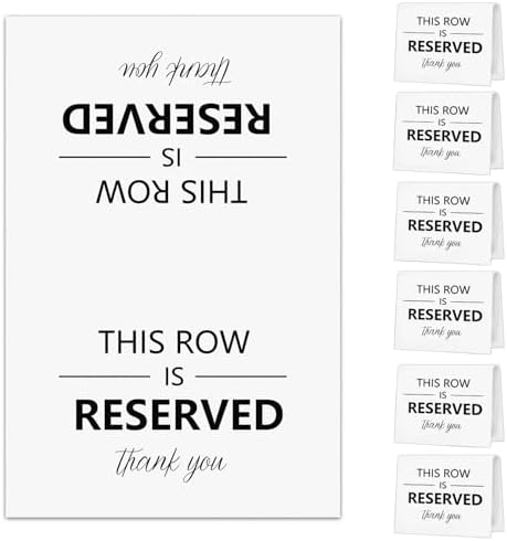 6Pcs White Reserved Seating Chair Signs for Wedding Ceremony