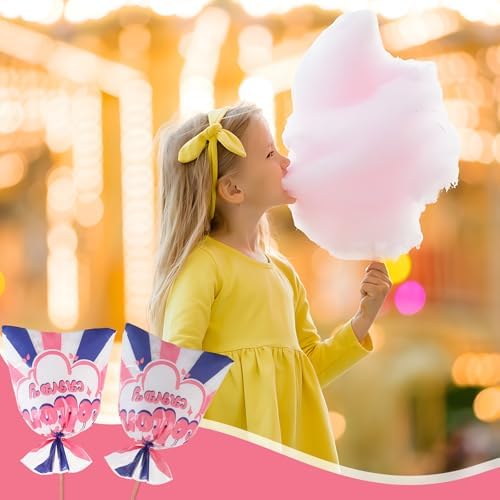50 Pcs Cotton Candy Bags with Ties for Parties and Events
