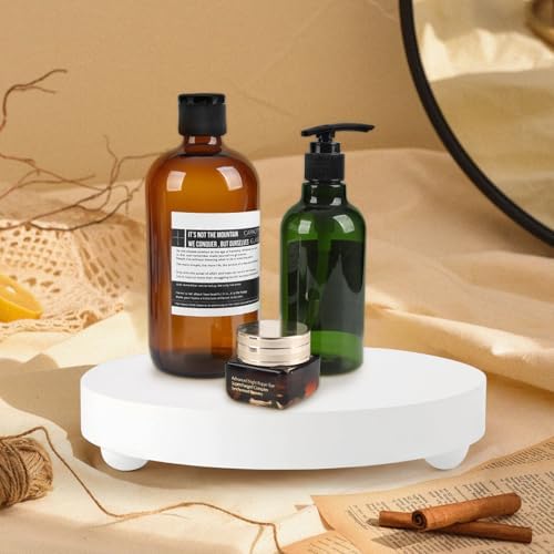 Two Round Wooden Display Stands for Home and Kitchen