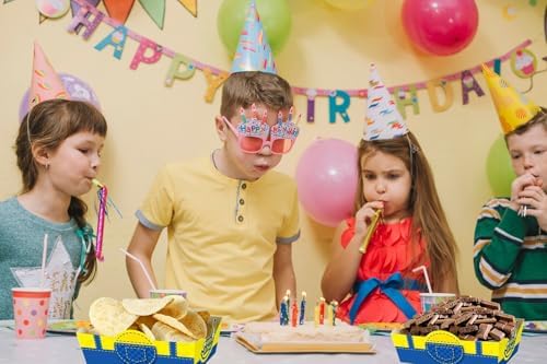 24Pcs Yellow Cartoon Food Serving Tray Birthday Party Decor