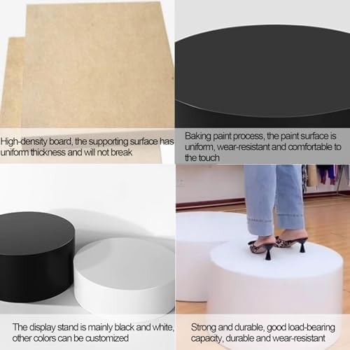 Round Cylinder Pedestal Stand for Display Black 40cm