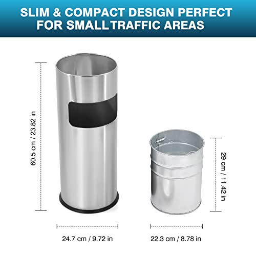 IRONWALLS Indoor Outdoor Trash Can with Lid Silver