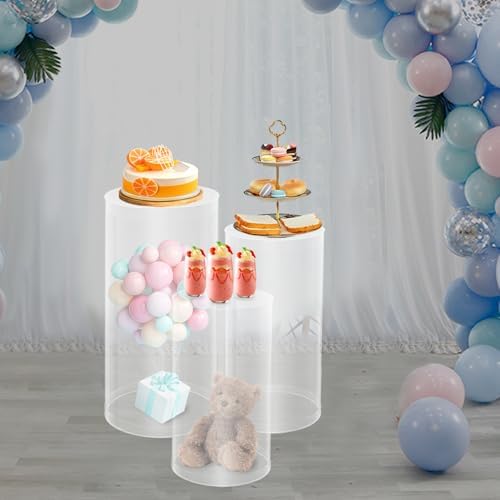 3PCS Clear Cylinder Display Stands for Parties