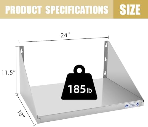 HALLY Stainless Steel Microwave Shelf 18x24 185 lb