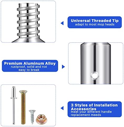 6Pcs Threaded Tip Replacement for Broom Handle and Mop Poles