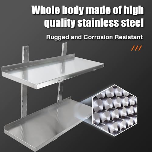 DULNICE Stainless Steel Shelf 394 x 126 Commercial Floating Wall Shelf with Brackets 154lbs Capacity