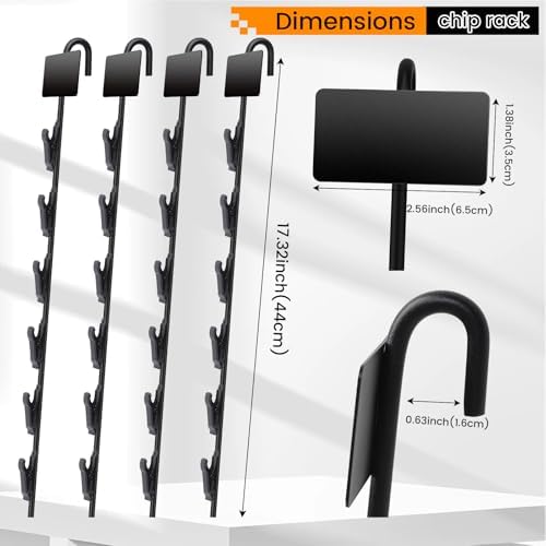 Chip Display Rack with 6 Clips 173 Inches Metal Stand 4Pcs