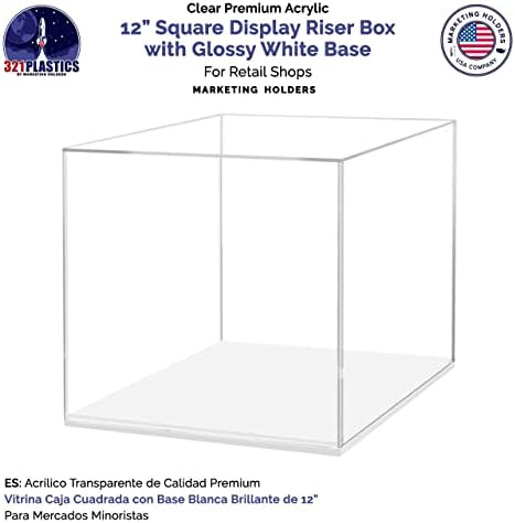 12 Inch Clear Acrylic Display Box with White Base