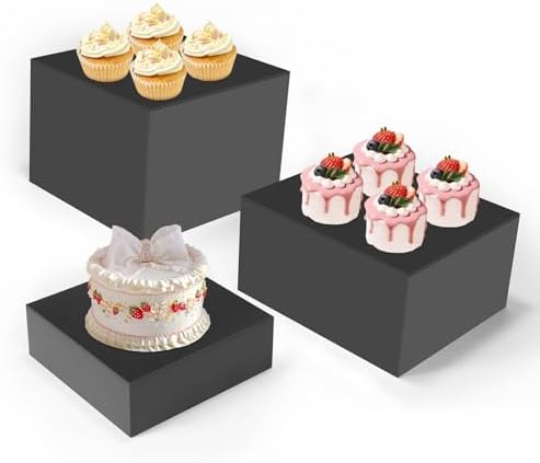 3pcs Buffet Risers Display Stand Set Black