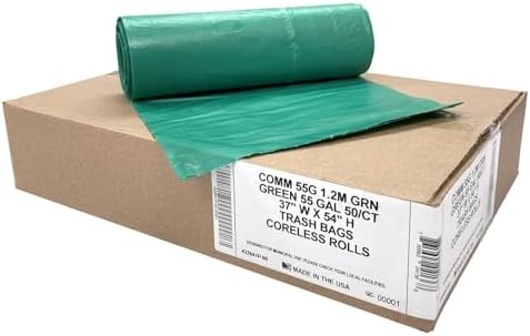 Ultrasac Heavy Duty 55 Gallon Trash Bags 50 Pack Green