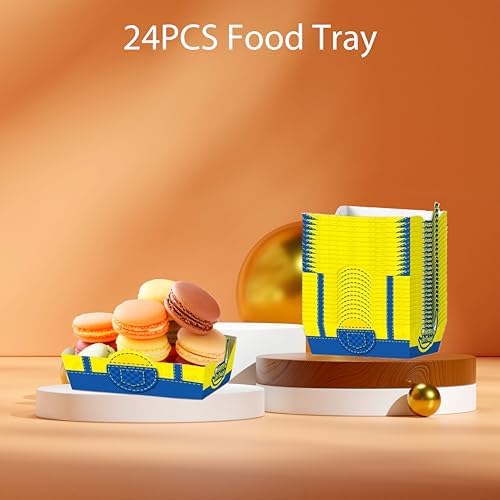 24Pcs Yellow Cartoon Food Serving Tray Birthday Party Decor
