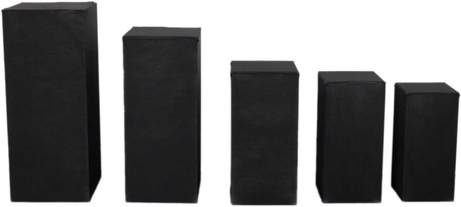 Tableclothsfactory Set of 5 Black Spandex Rectangular Display Box Covers