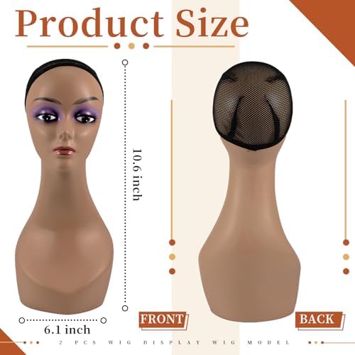 Leinuosen 4 Pcs Realistic Mannequin Head for Wigs Display Black 19 Inches