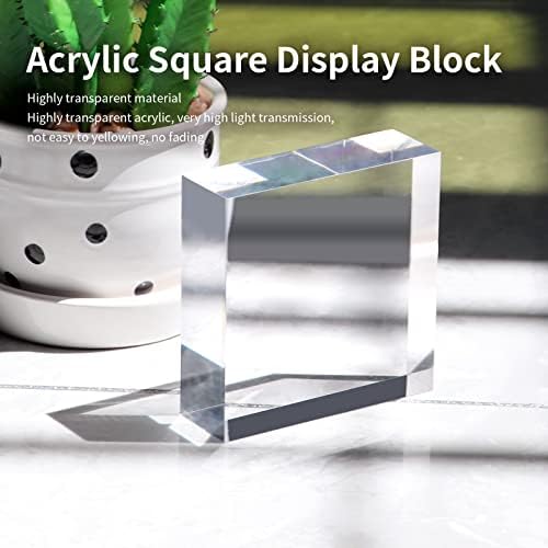 Hewomate Acrylic Display Block 2 Pieces 3x3x1 Inch Floating Pedestal Base