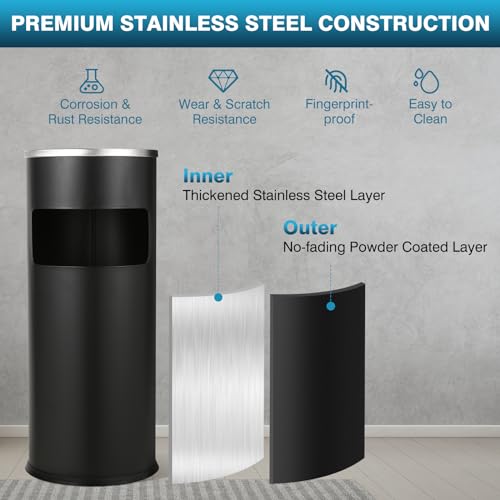 IRONWALLS Outdoor Indoor Trash Can with Lid