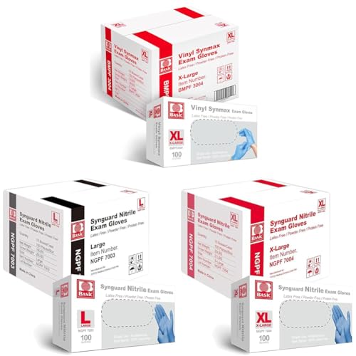 Basic Synmax Vinyl Nitrile Exam Gloves - Latex-Free Powder-Free - Xtra Large Case of 1000