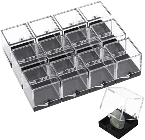 ABOOFAN 48Pcs Plastic Transparent Display Case for Mineral Specimens