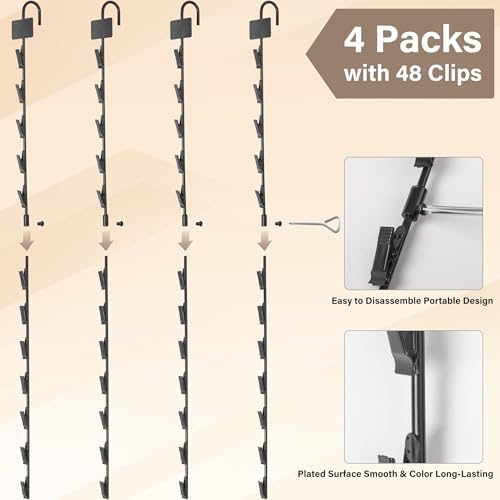 Hanging Chip Display Rack with 12 Clips - 4 Pack Black with Headers
