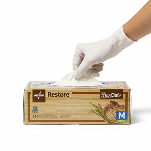 Medline Protective Disposable Gloves Medium Off-White 250 Count