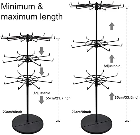 Heavy Duty Adjustable Three Tier Counter Top Spinner Display Stand Black
