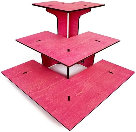 3-Tier Corner Retail Table Display Stand with Shelves Pink