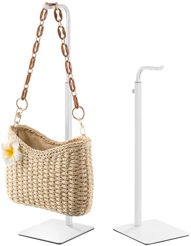 2 Pcs Purse Holder Handbag Display Stand Adjustable Hook Stand for Tabletop Closet Desk Retail Use White