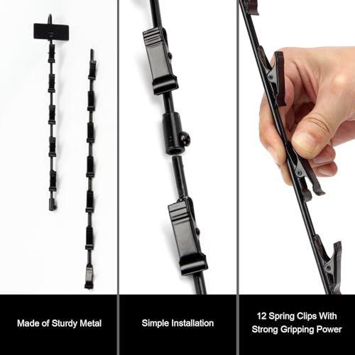 4 Pack Hanging Merchandise Strips with Hooks and Clips Black