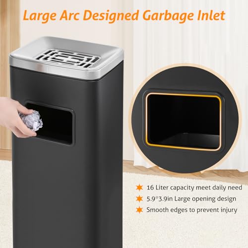 WICHEMI 4 Gallon Commercial Outdoor Trash Can with Lid and Removable Inner Bucket