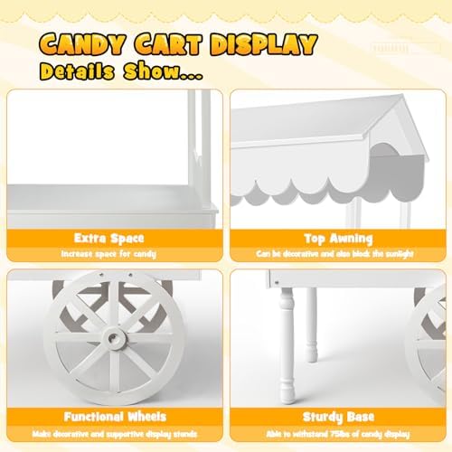 7FT Candy Cart Display Stand with Decorated Wheels