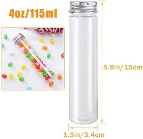 Haawooky 18 Pack 115 ml Clear Plastic Test Tubes with Screw Caps