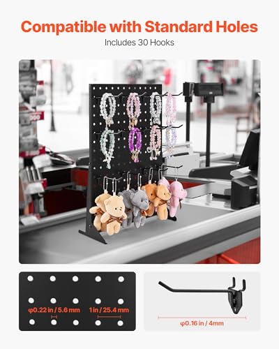 VEVOR Pegboard Display Stand 2 PCS Black 17x13 Inch with 30 Hooks