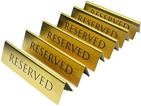 Golden Metal Table Top Reserved Sign Pack of 6