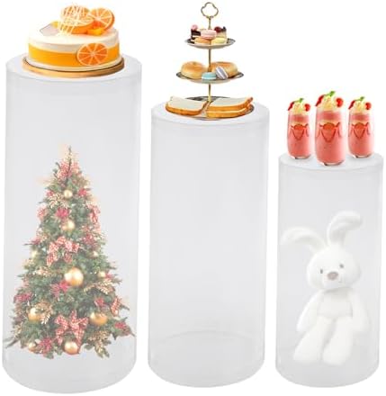 3PCS Clear Cylinder Display Stands for Parties