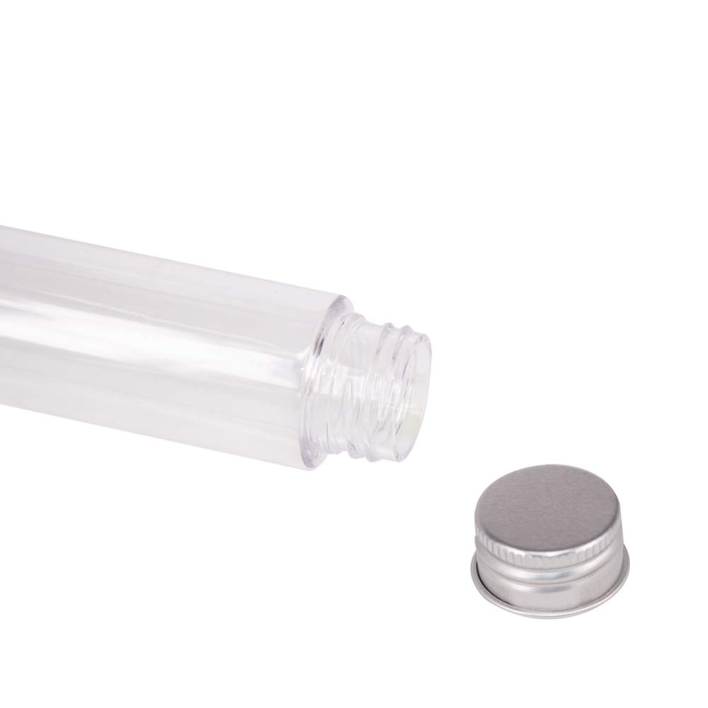 15 Pack Clear Plastic Test Tubes with Screw Caps and Brush