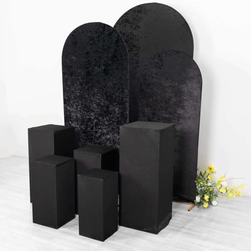 Tableclothsfactory Set of 5 Black Spandex Rectangular Display Box Covers